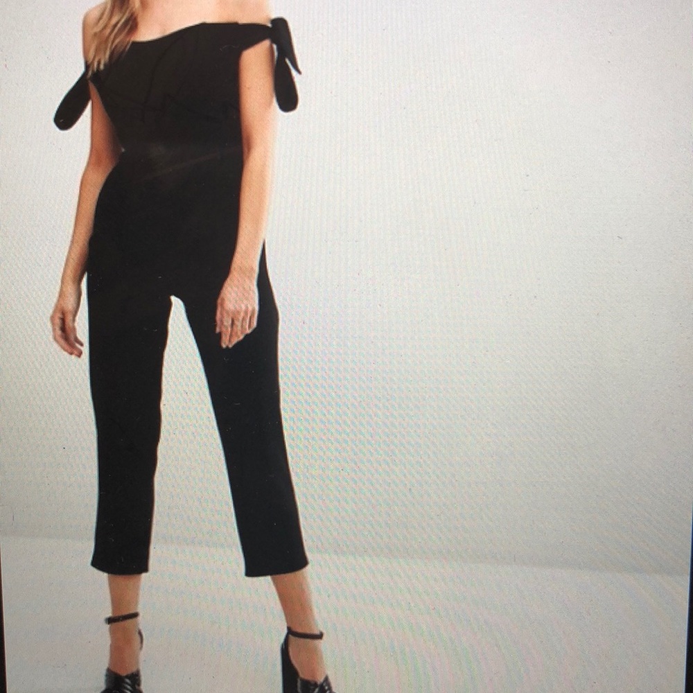 Black jumpsuit with off the shoulder ties